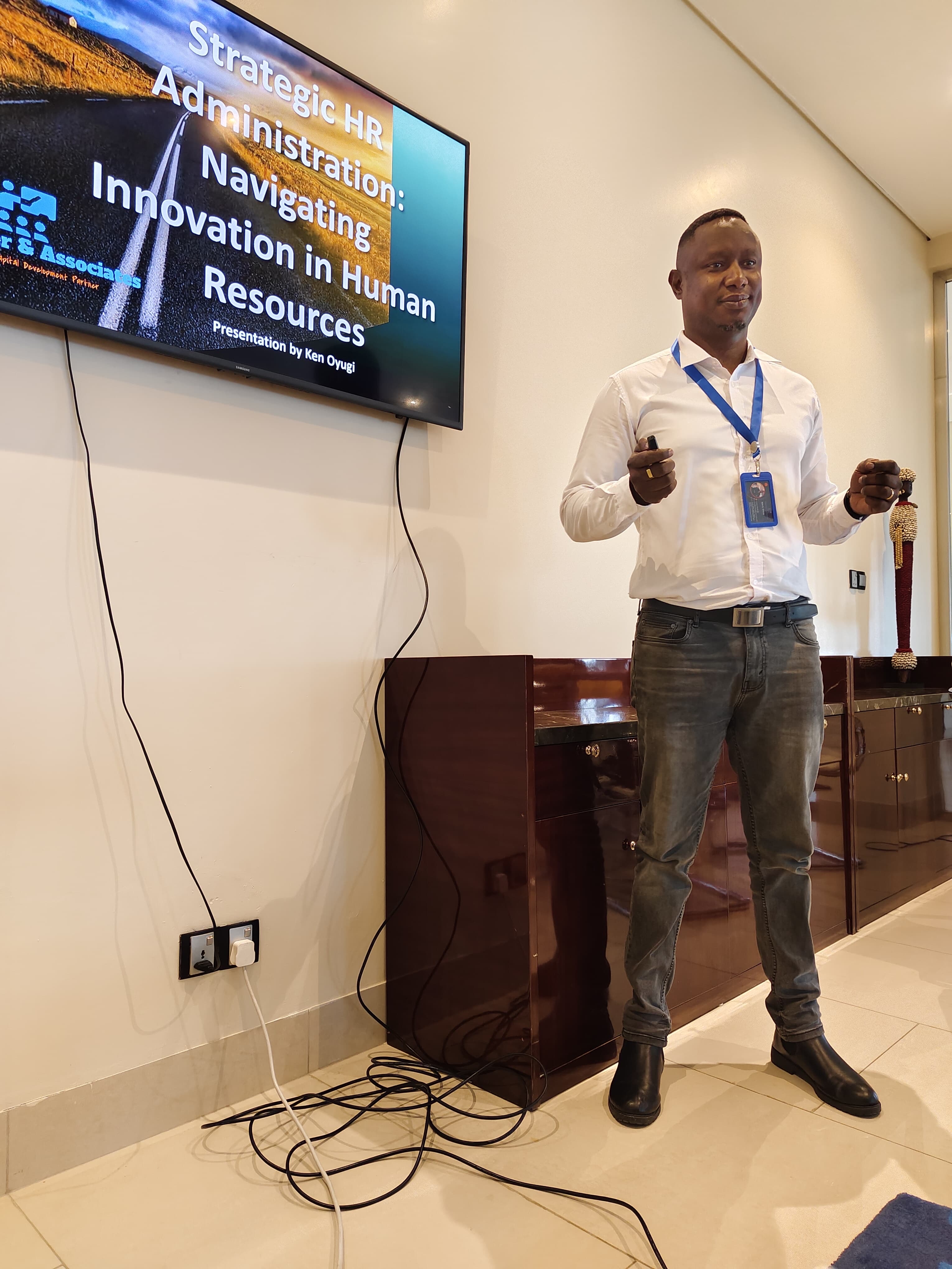 Ken Oyugi presenting Strategic HR Administration: Navigating Innovation in Human Resources